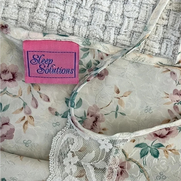 VINTAGE 90’s Jacquard Satin Floral Tank Top - Picture 5 of 6